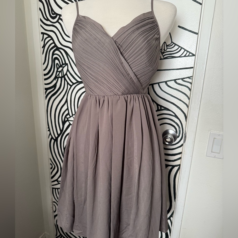 NWT Banana Republic Taupe Dress spaghetti straps pleats lined